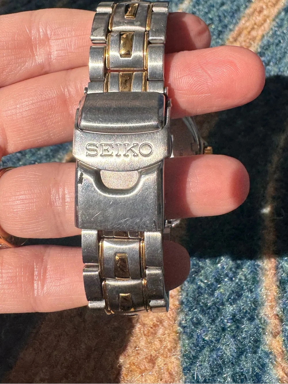 Seiko Men’s Watch Two-Tone Black Dial Perpetual Calendar Wristwatch Stainless